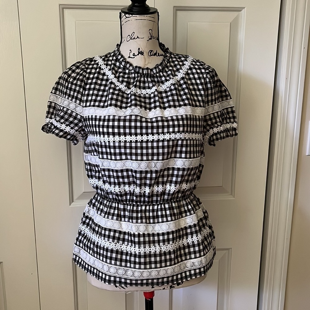 J. Crew Daisy Chain peplum gingham blouse XS/Sm - Picture 3 of 9